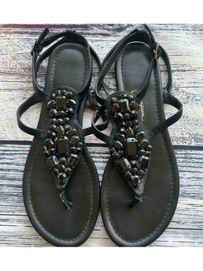 Jessica Simpson “Braylie” Elegant Black Beaded Sandals